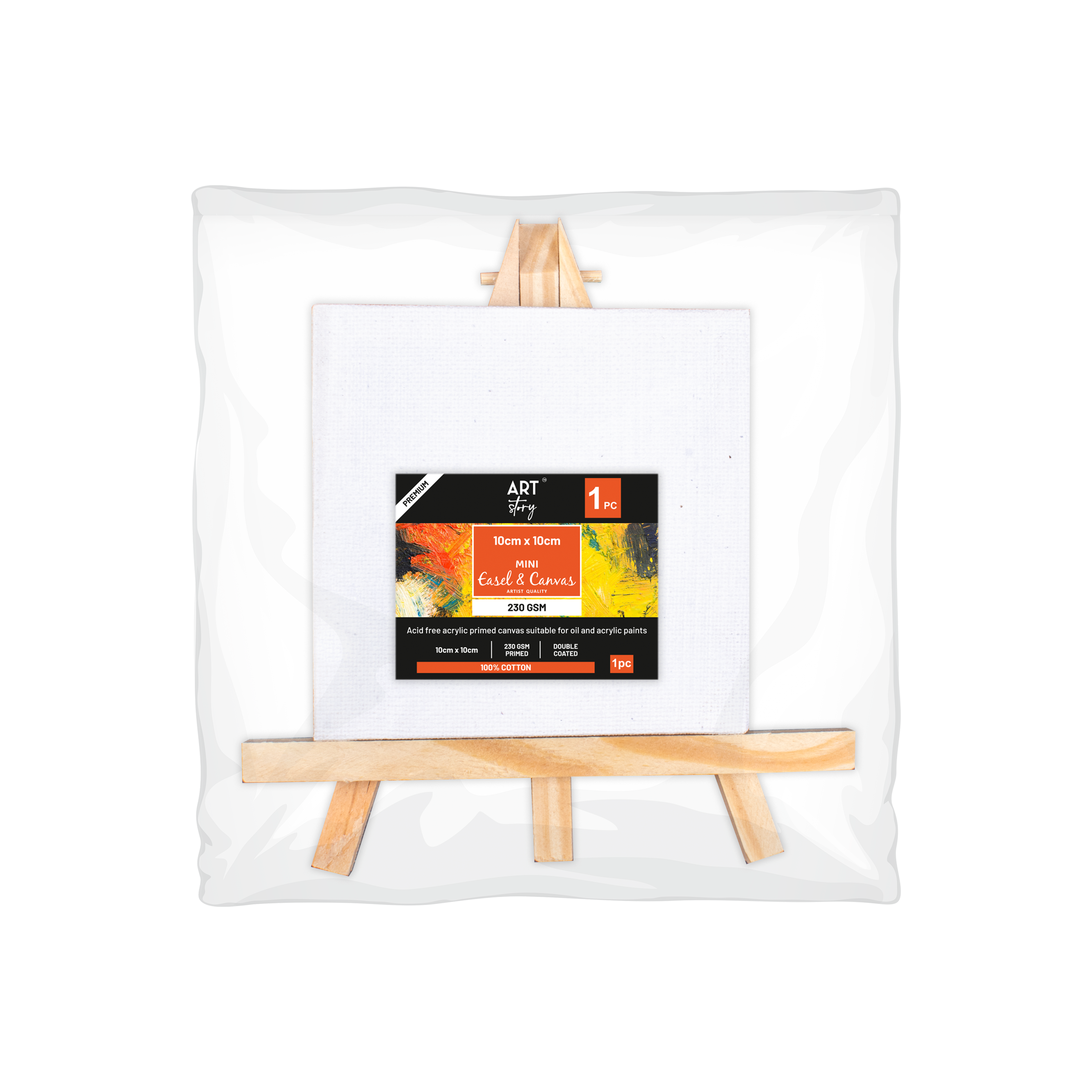 Wooden Mini Easel With Canvas Easel Size 15cm Canvas Size 10 X 10cm 1pc