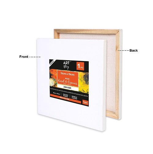 Wooden Mini Easel With Canvas Easel Size 20Cm Canvas Size 15 X 15Cm 1Pc