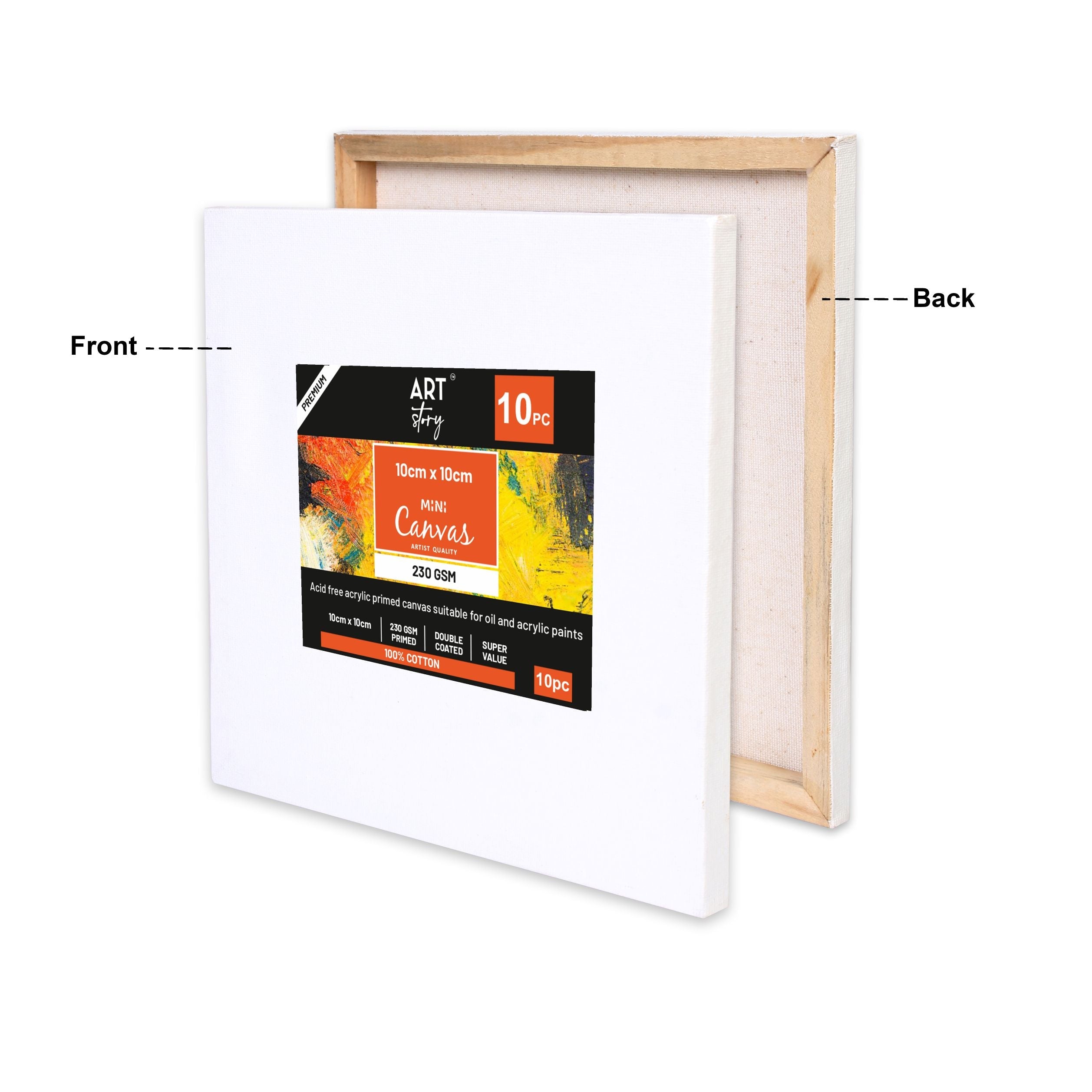 Mini Canvas 10 X 10Cm Pack Of 10Pc