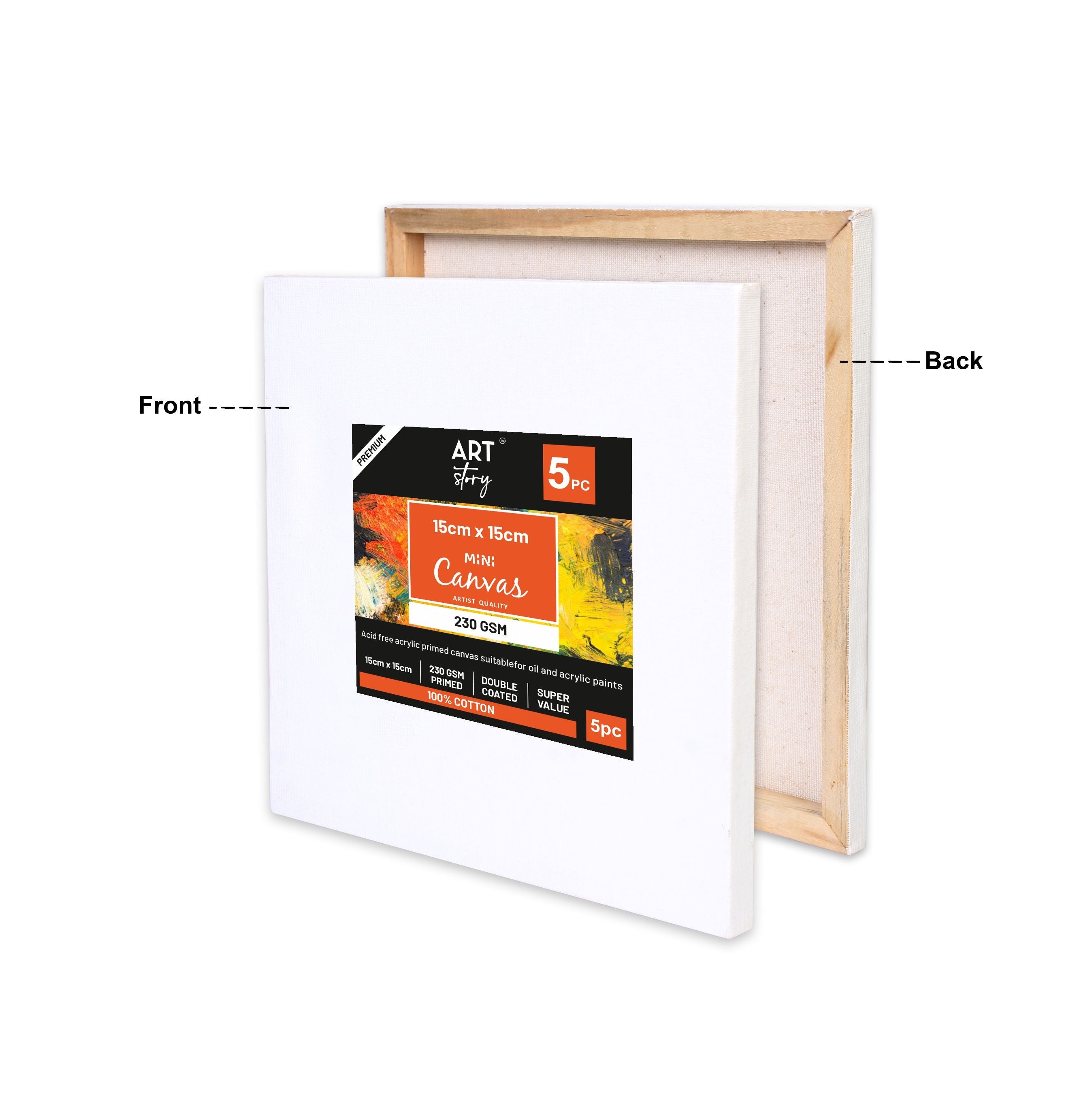 Mini Canvas 15 X 15Cm Pack Of 5Pc Shrink As
