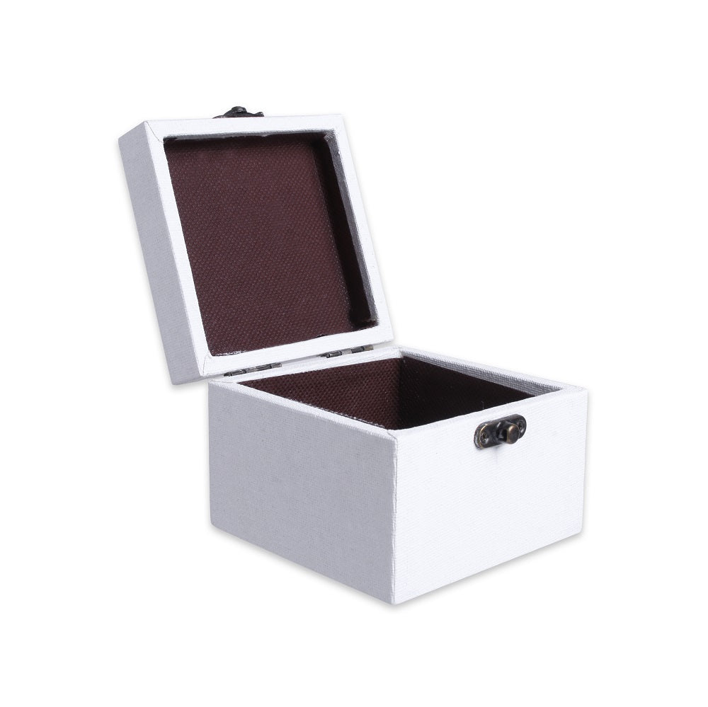 Paintable Canvas MDF Box With Latch L4 X W4 X H3 Inch 1Pc