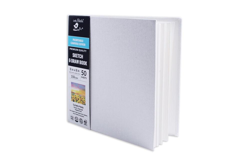 Paintable Canvas Hard Bound Sketch And Drawing Landscape 8X8 150gsm 50 Plain Sheets