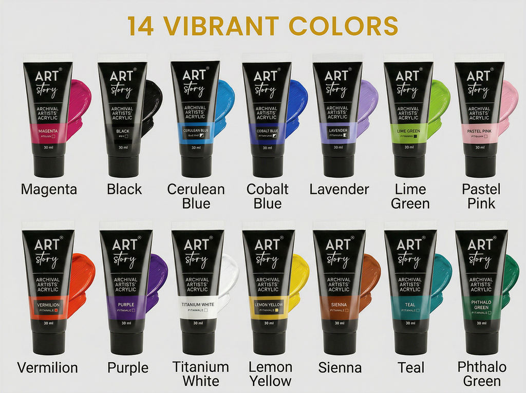 Artists Acrylic Colour Set 14 Colors X 30ml each