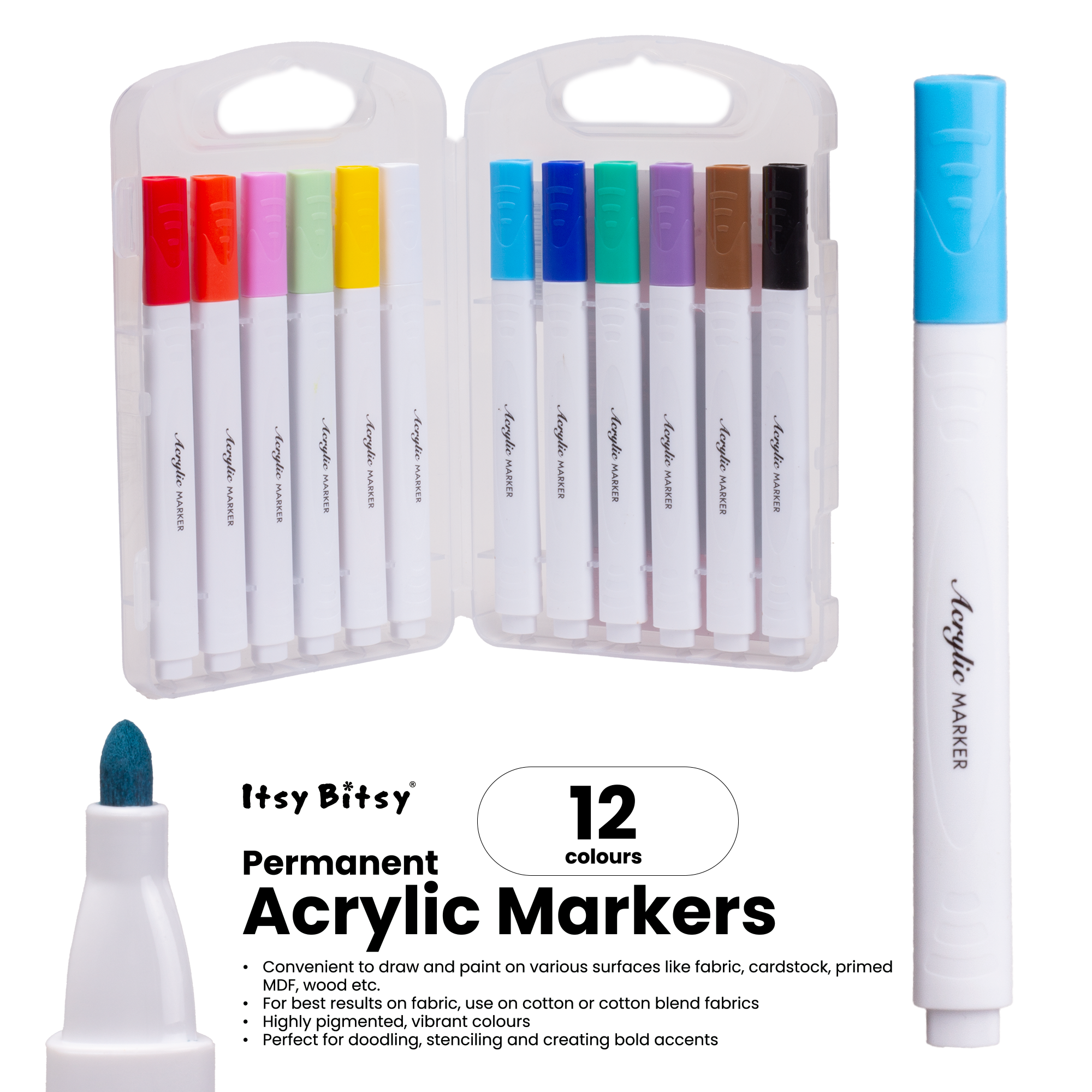 Acrylic Marker Triangular Grip Beginner 12pcs Box