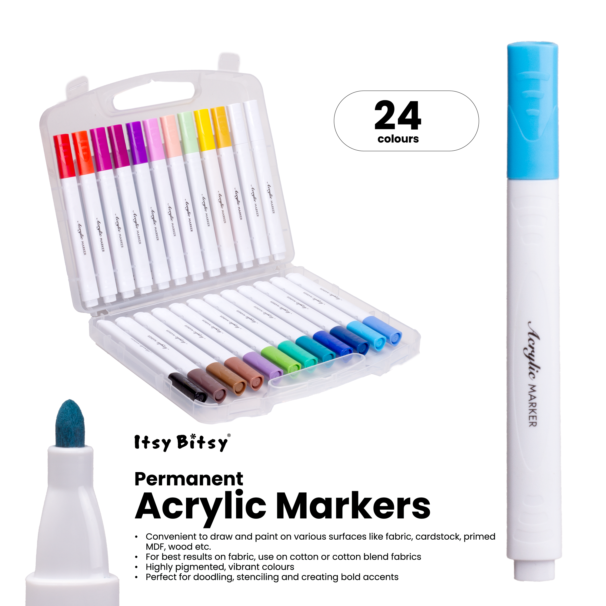 Acrylic Marker Triangular Grip Beginner 24pcs Box