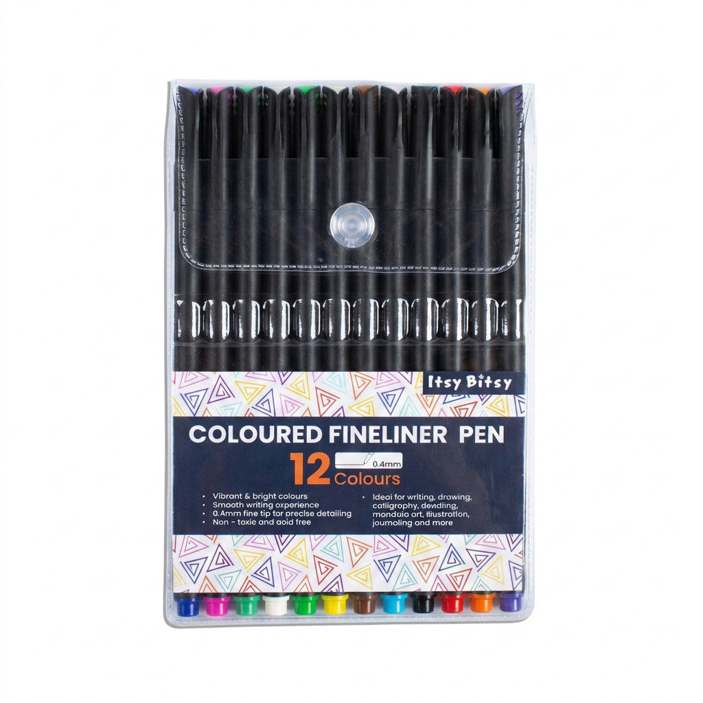 Fineliner Pen Bright Colours 0.4mm Tip 12pcs