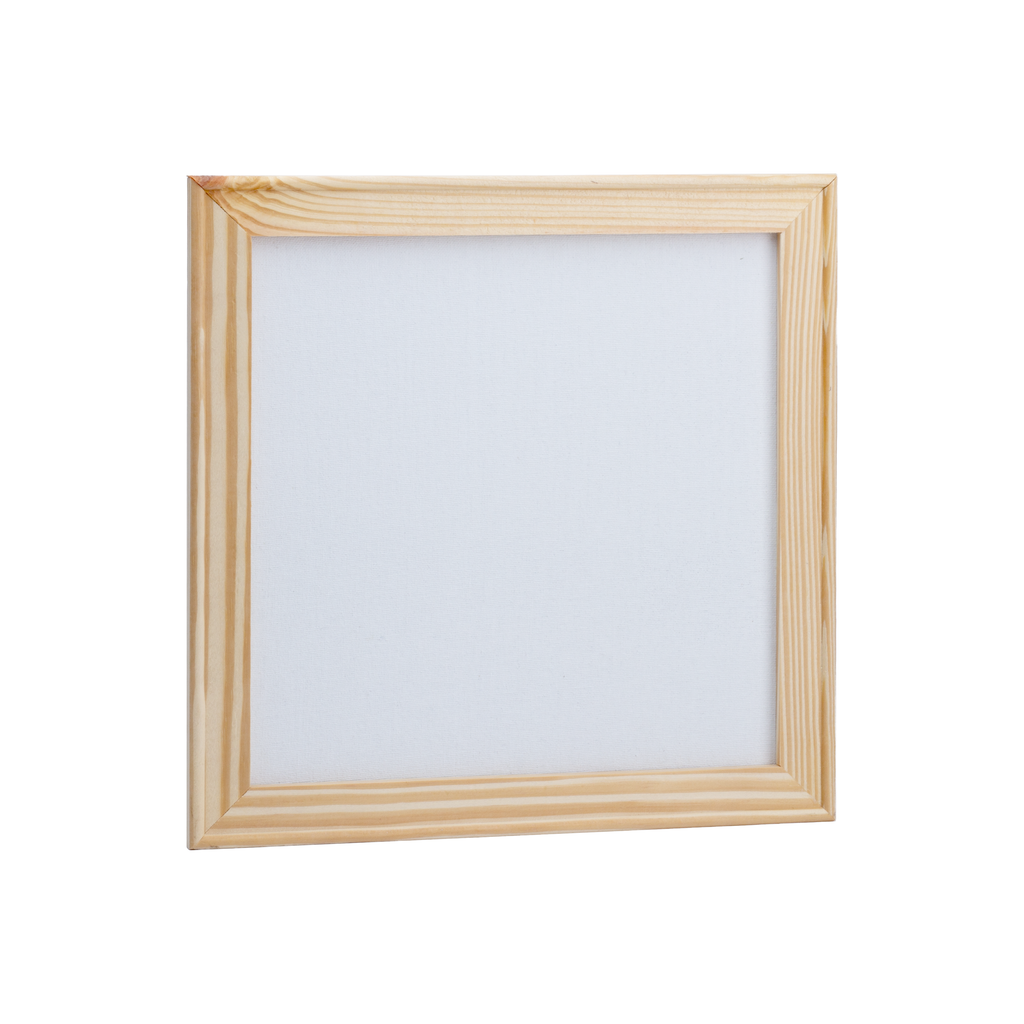 Pinewood Frame With 12 x 12in Canvas - 250gsm, 3mm Thick MDF Board Backing, Frame Size 3 X 1.5cm 1pc
