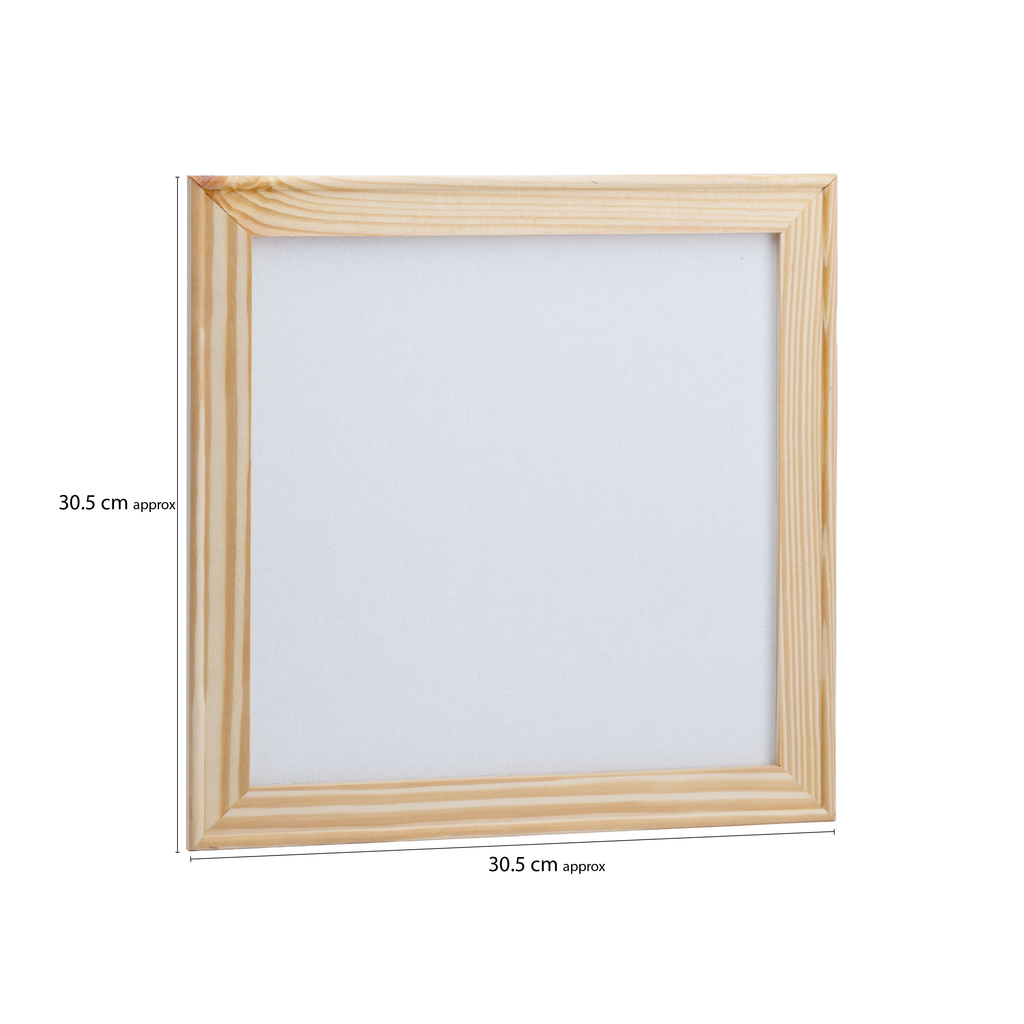 Pinewood Frame With 12 x 12in Canvas - 250gsm, 3mm Thick MDF Board Backing, Frame Size 3 X 1.5cm 1pc