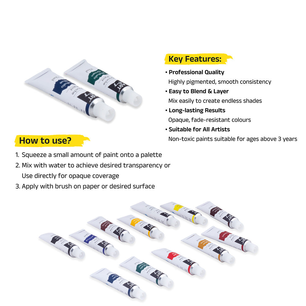 Artist Oil Colour Paint 12colours X 12ml Tubes Box
