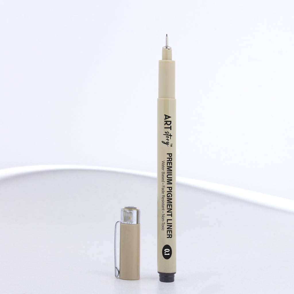Pigment Fineliner Water Based Black 0.1mm Tip 1pc
