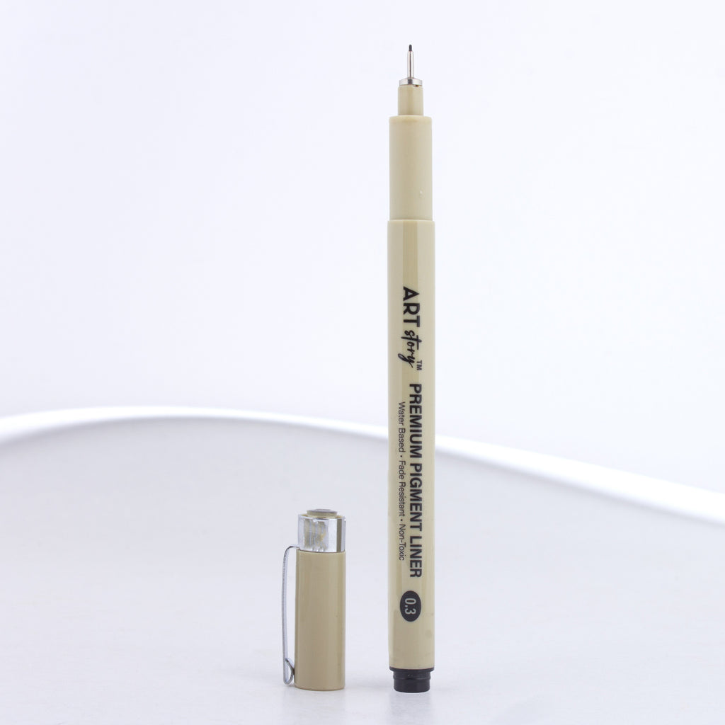 Pigment Fineliner Water Based Black 0.3mm Tip 1pc