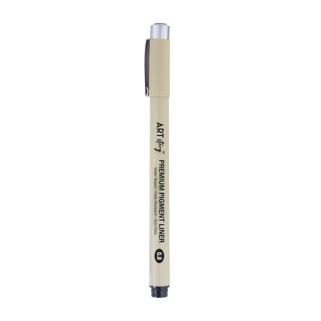 Pigment Fineliner Water Based Black 0.8mm Tip 1pc