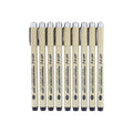 Pigment Fineliner Water Based Black 0.03/0.05/0.1/0.2/0.3/0.4/0.5/0.8/1.0 Tip Pack Of 9pc