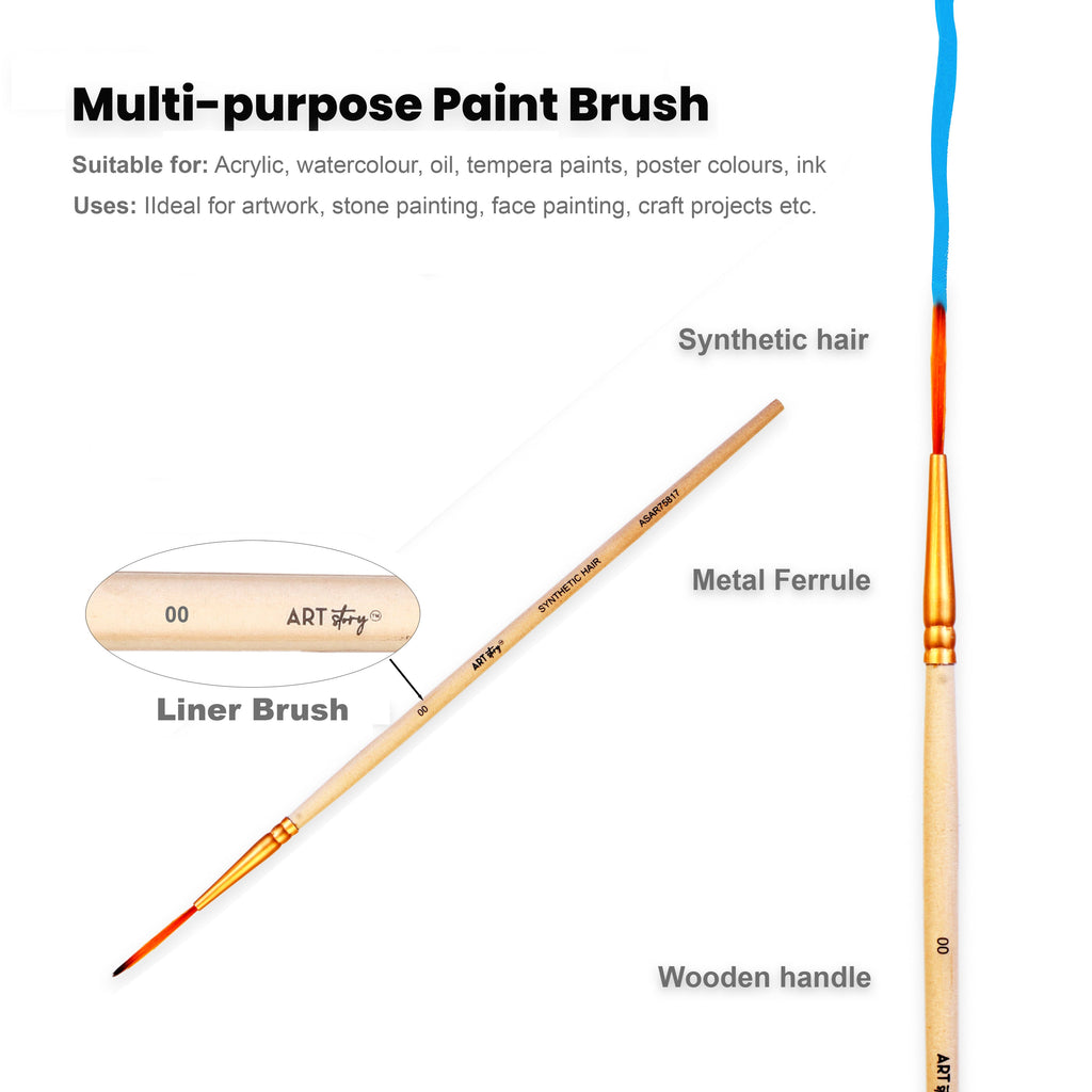 Liner Brush Synthetic Hair Size 00 Handle Length 150mm