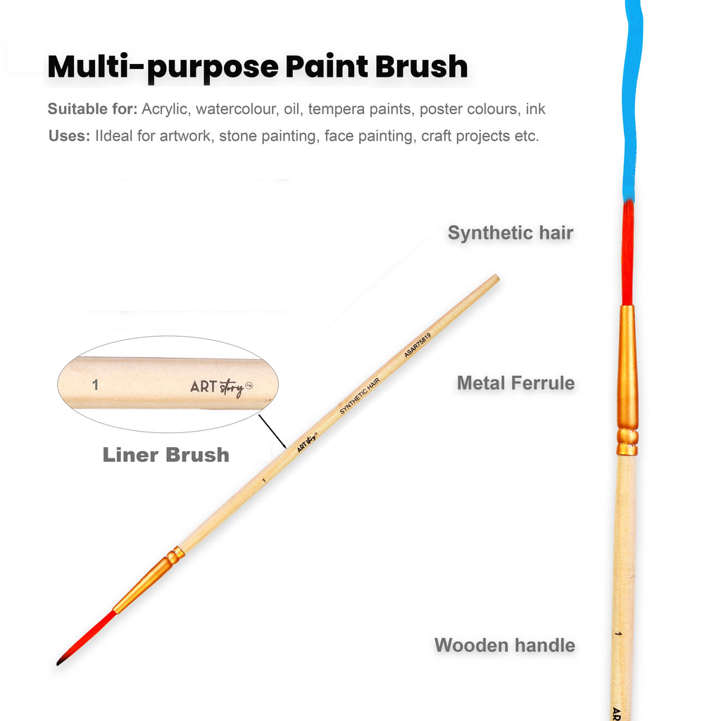 Liner Brush Synthetic Hair Size 1 Handle Length 150mm