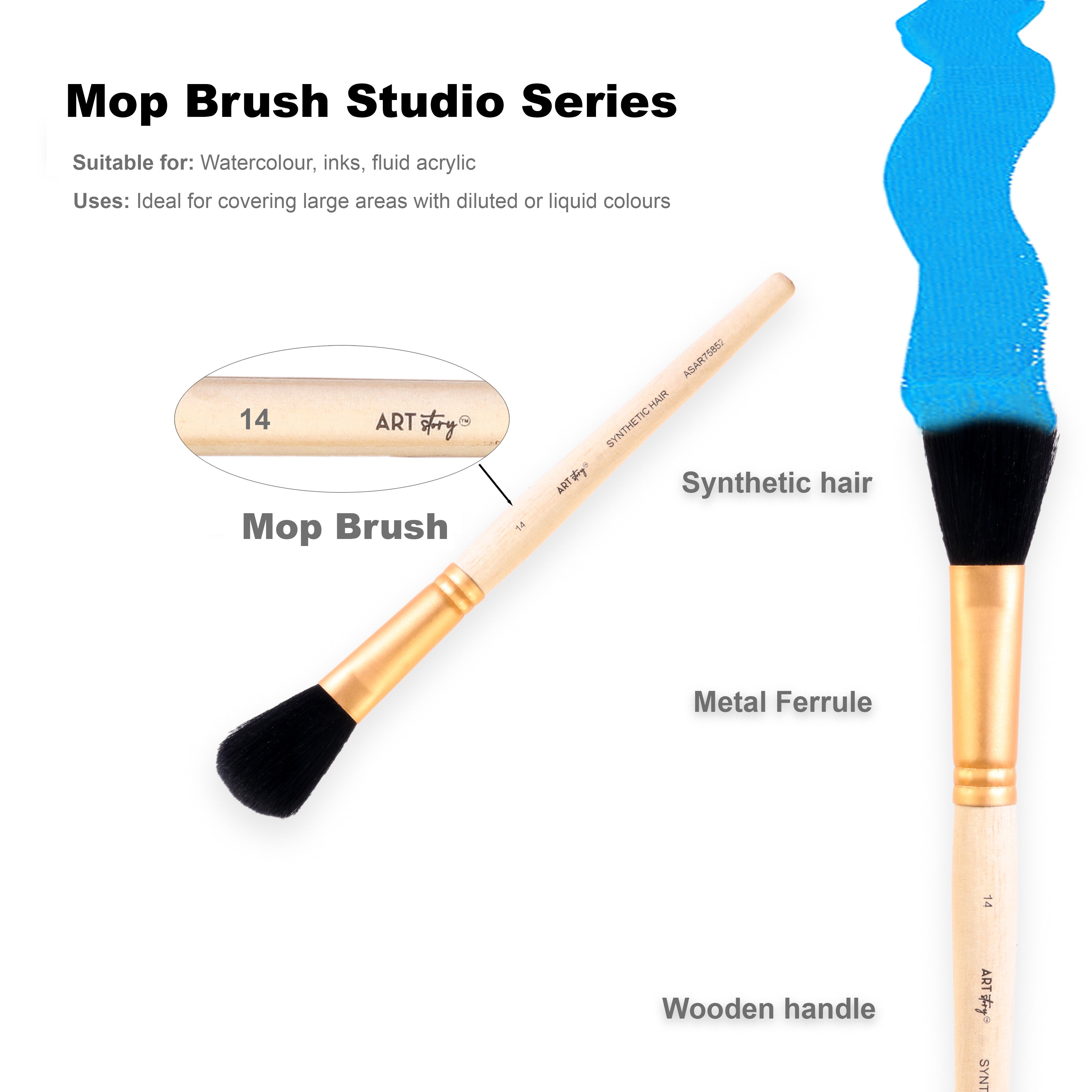 Mop Brush Synthetic Hair Size 14 Handle Length 150mm 1 pc