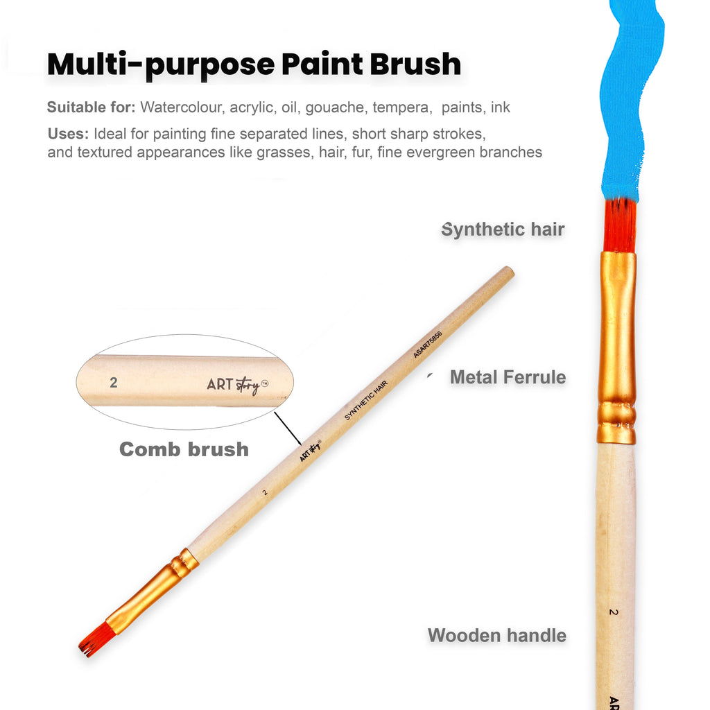 Comb Brush Synthetic Hair Size 2 Handle Length 150mm