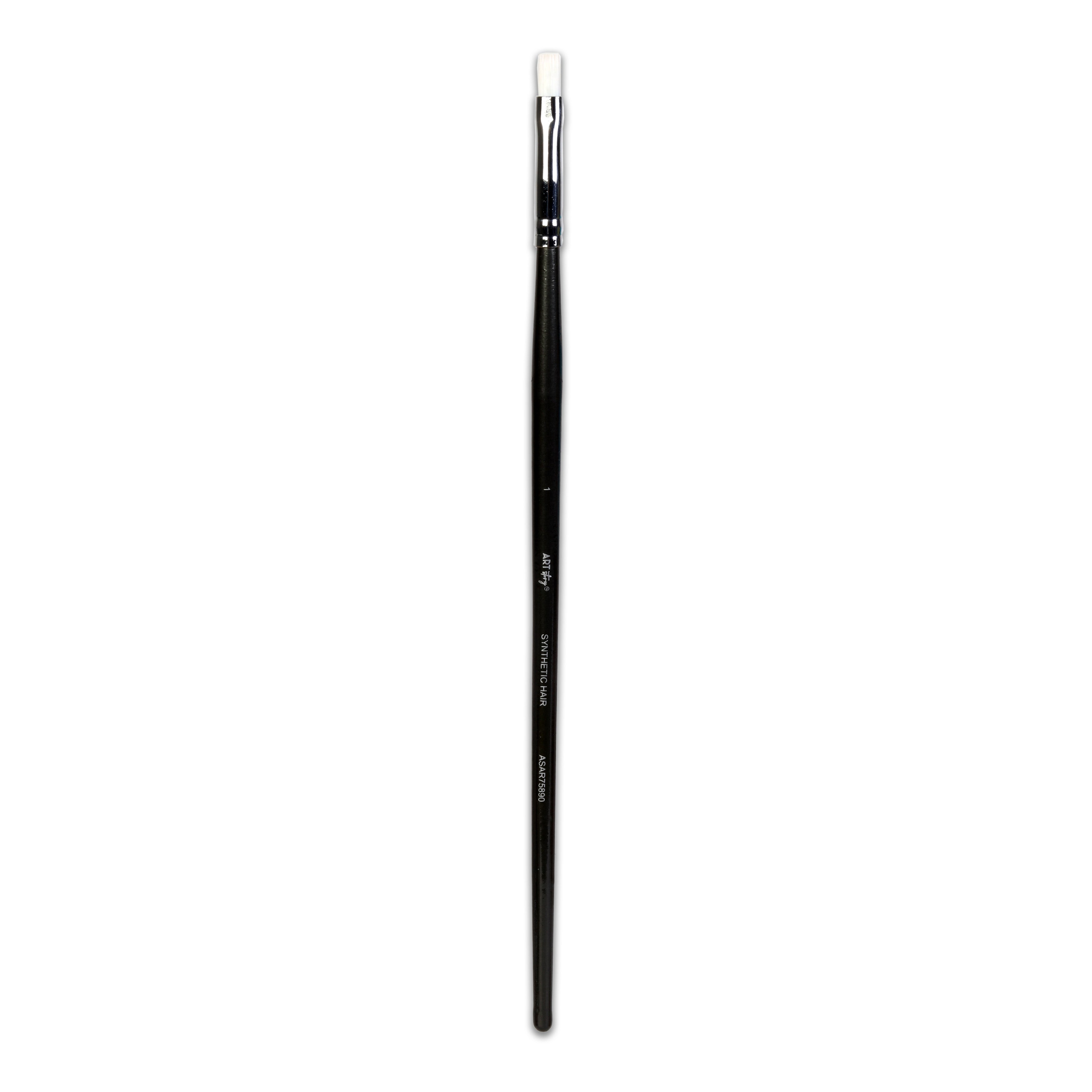 Premium Flat Brush Synthetic Hair Handle Length 200mm Size 1 1 pc