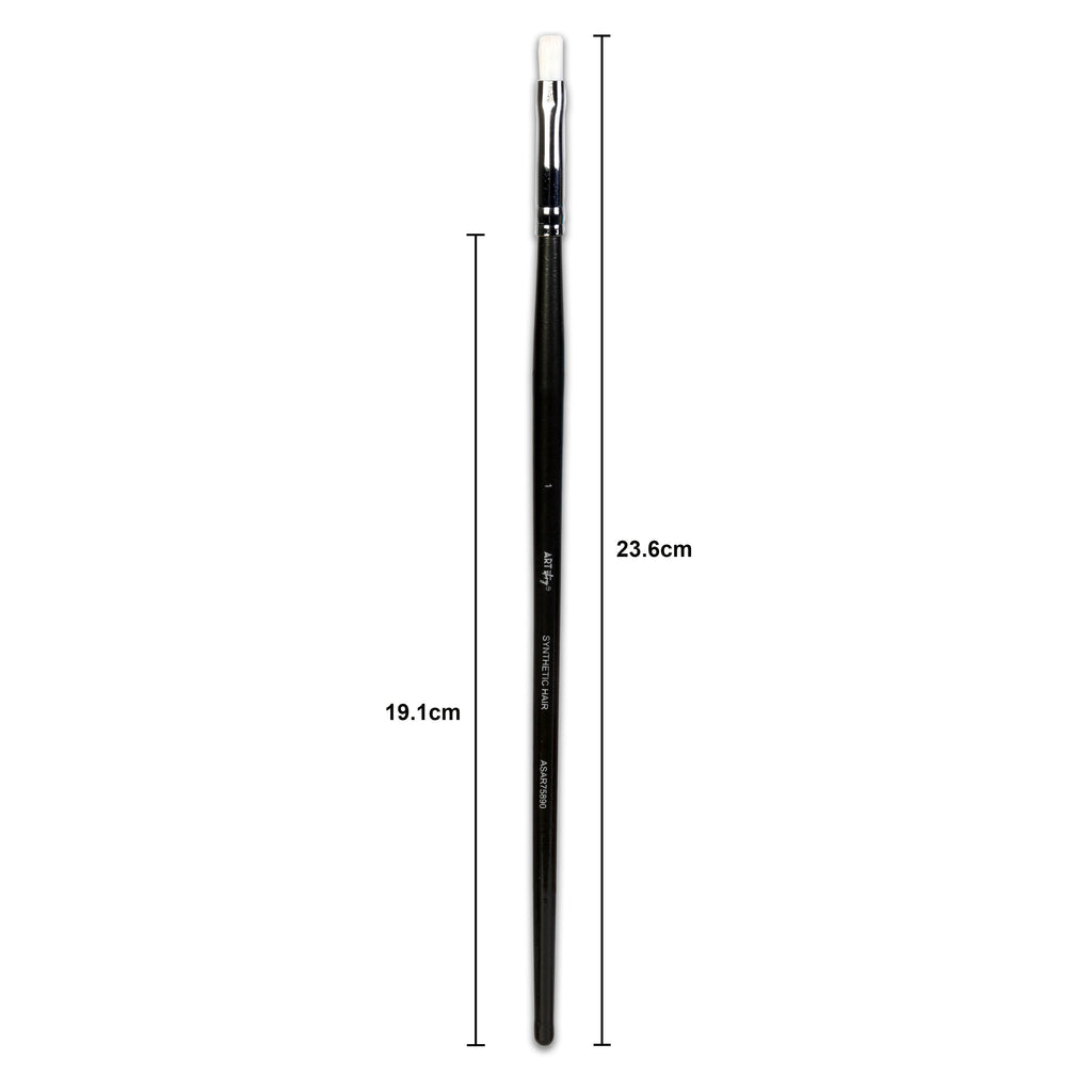 Premium Flat Brush Synthetic Hair Handle Length 200mm Size 1 1 pc