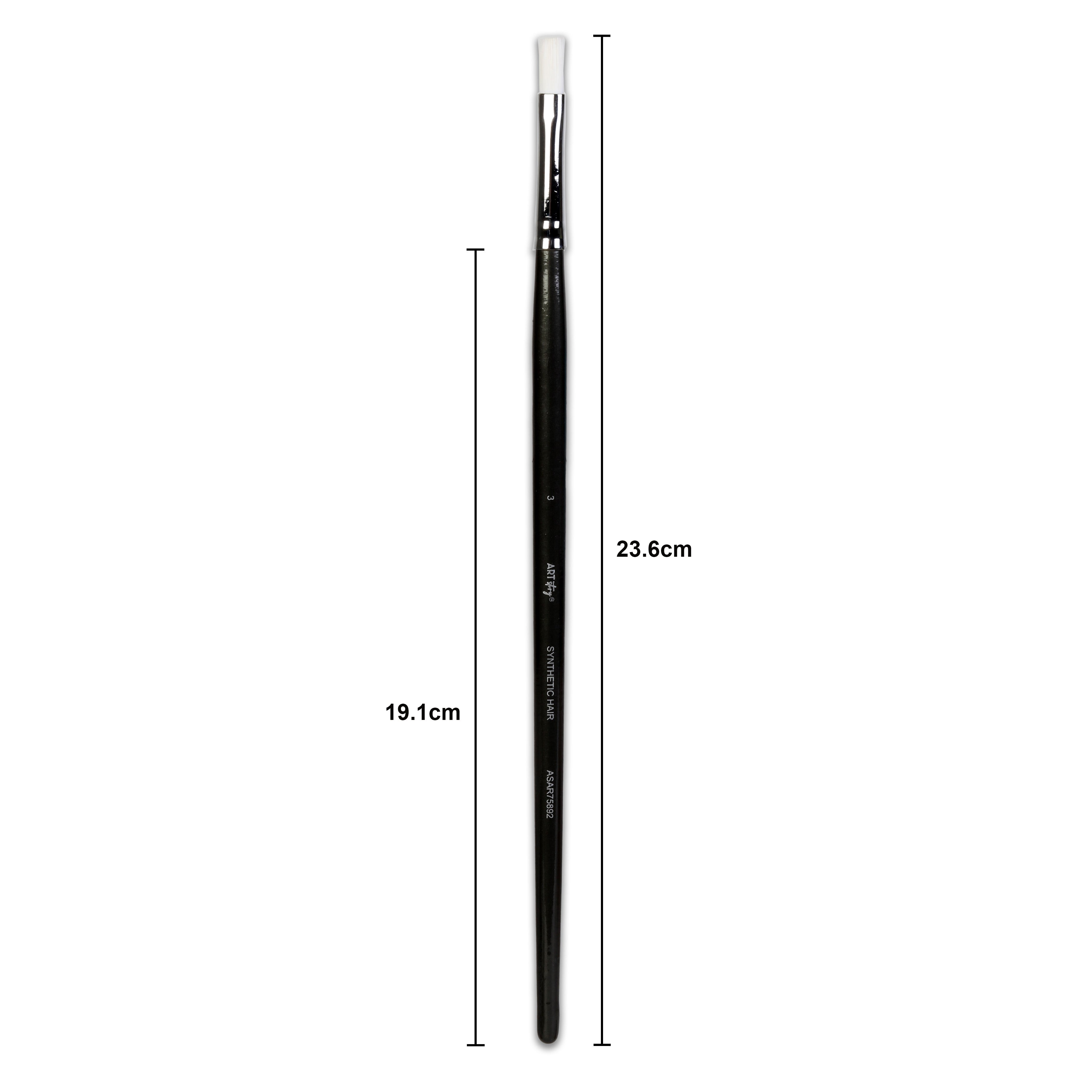 Premium Flat Brush Synthetic Hair Handle Length 200mm Size 3 1 pc