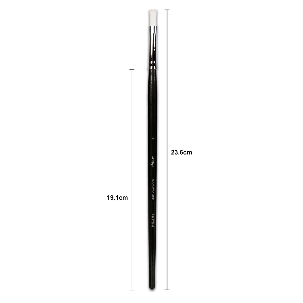 Premium Flat Brush Synthetic Hair Handle Length 200mm Size 3 1 pc