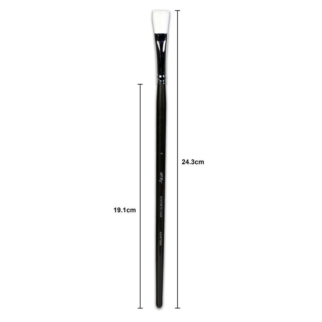 Premium Flat Brush Synthetic Hair Handle Length 200mm Size 6 1 pc