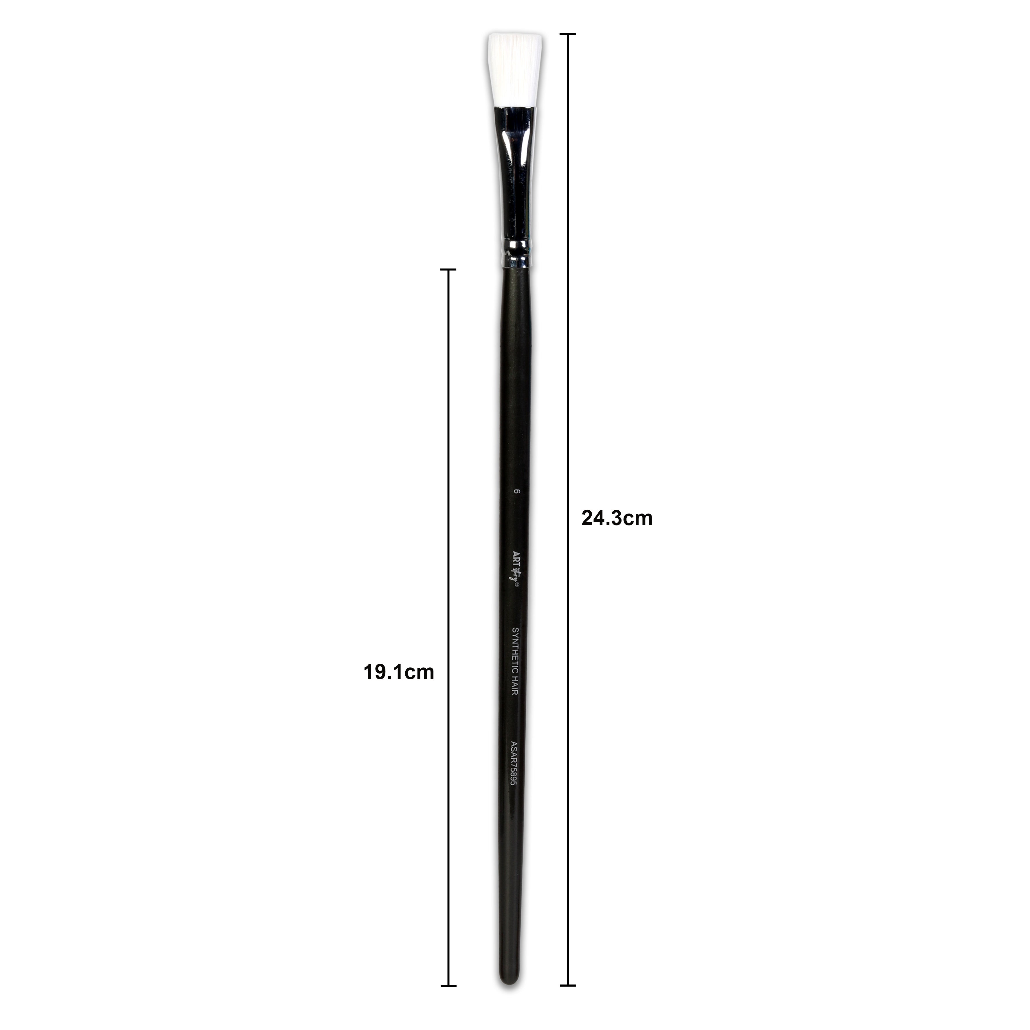 Premium Flat Brush Synthetic Hair Handle Length 200mm Size 6 1 pc