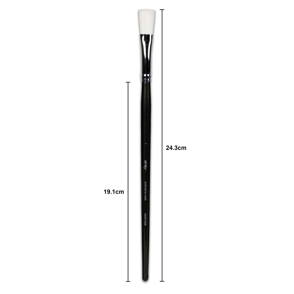 Premium Flat Brush Synthetic Hair Handle Length 200mm Size 7 1 pc