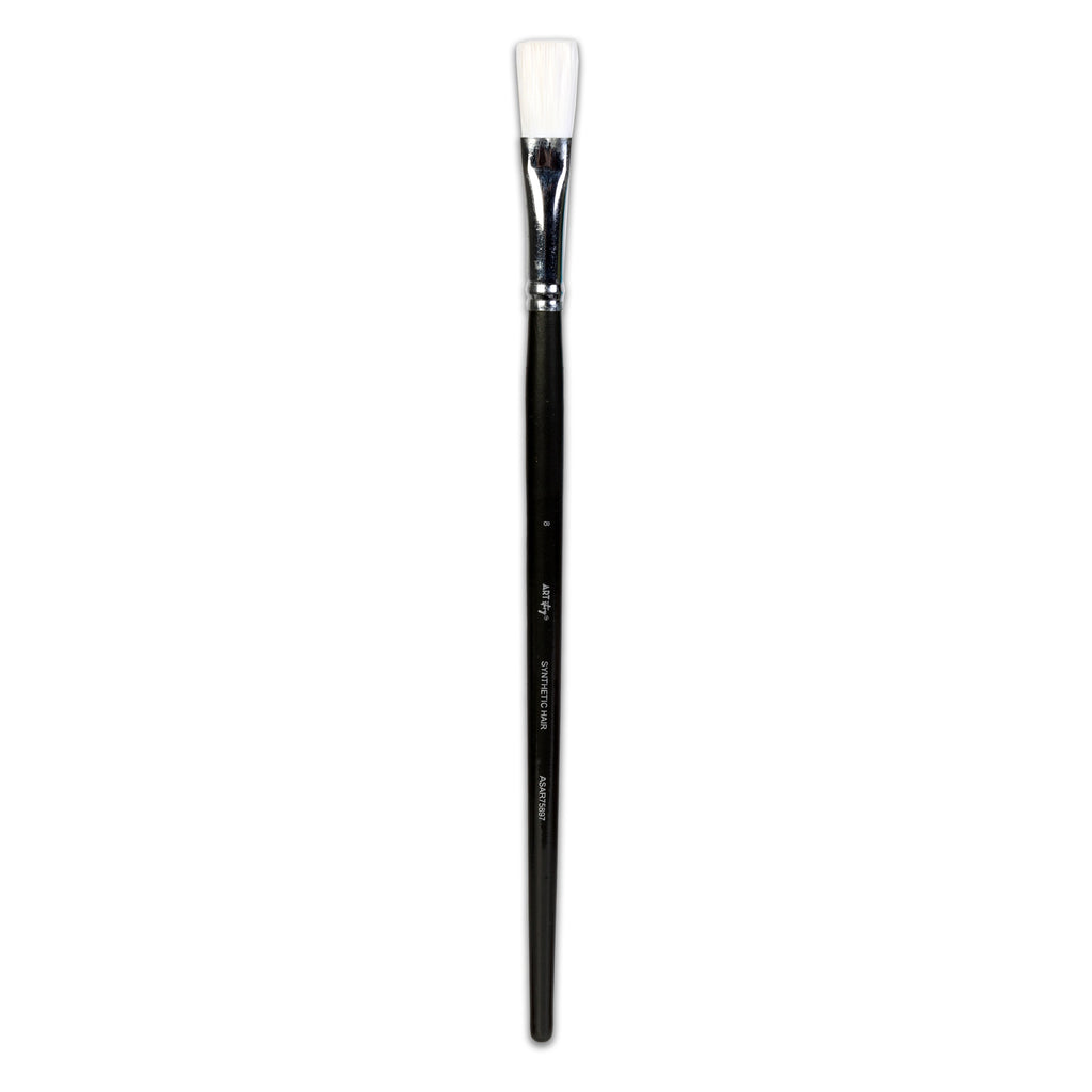 Premium Flat Brush Synthetic Hair Handle Length 200mm Size 8 1 pc