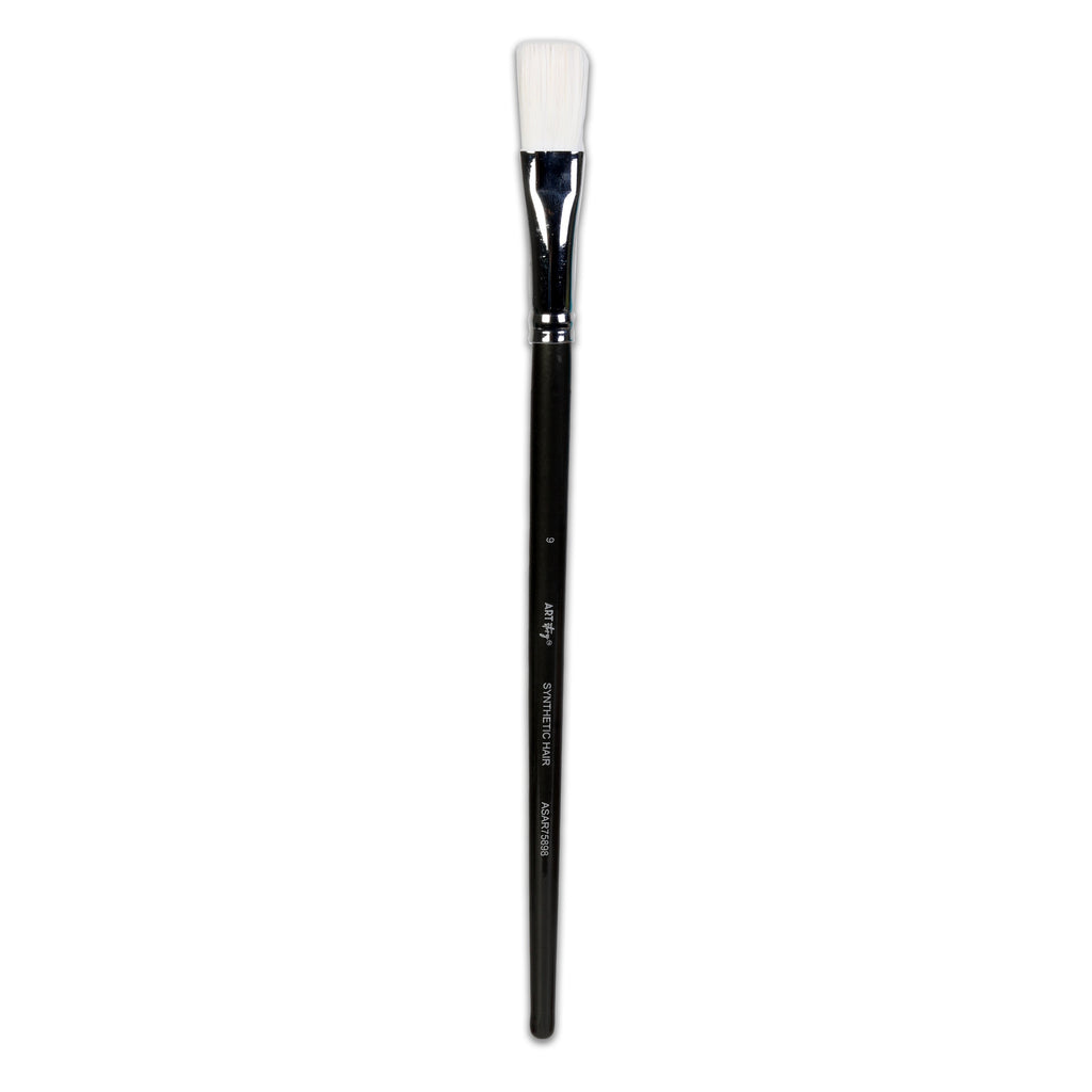 Premium Flat Brush Synthetic Hair Handle Length 200mm Size 9 1 pc