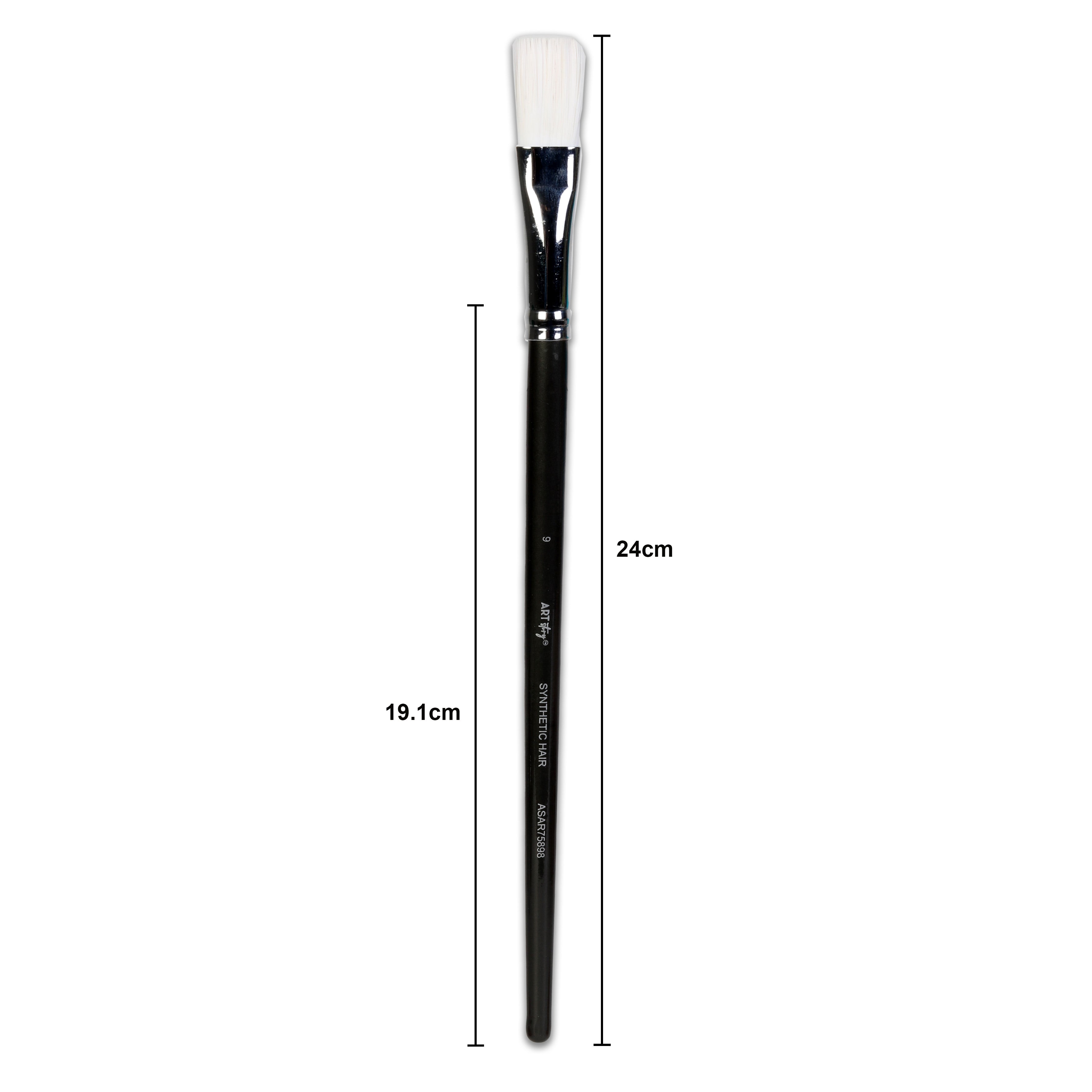 Premium Flat Brush Synthetic Hair Handle Length 200mm Size 9 1 pc