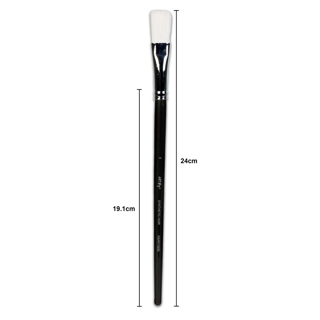 Premium Flat Brush Synthetic Hair Handle Length 200mm Size 9 1 pc