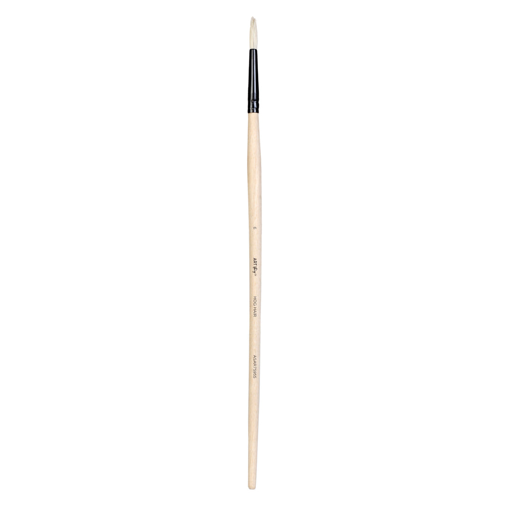 Synthetic Hog Hair Oil Round Brush Handle Length 200mm Size 6 1 pc