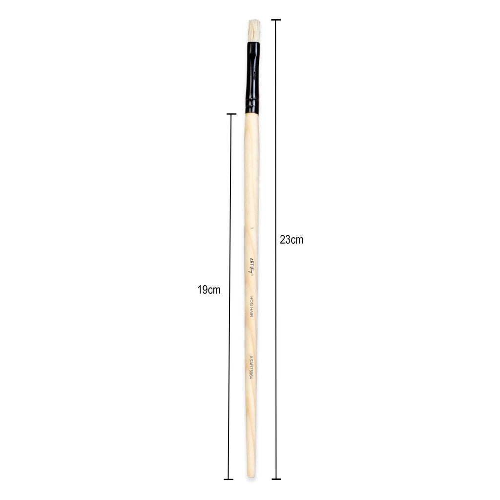 Synthetic Hog Hair Oil Flat Brush Handle Length 200mm Size 3 1 pc