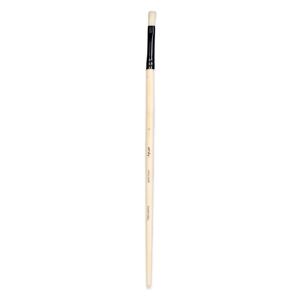 Synthetic Hog Hair Oil Flat Brush Handle Length 200mm Size 4 1 pc