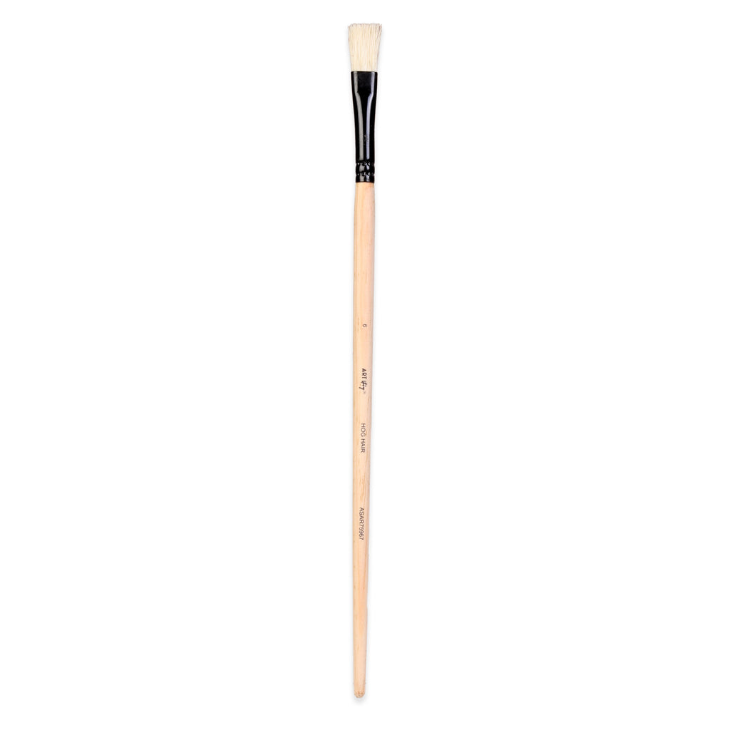 Synthetic Hog Hair Oil Flat Brush Handle Length 200mm Size 6 1 pc