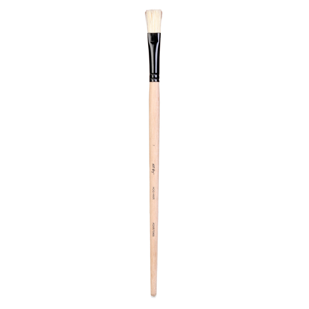 Synthetic Hog Hair Oil Flat Brush Handle Length 200mm Size 7 1 pc