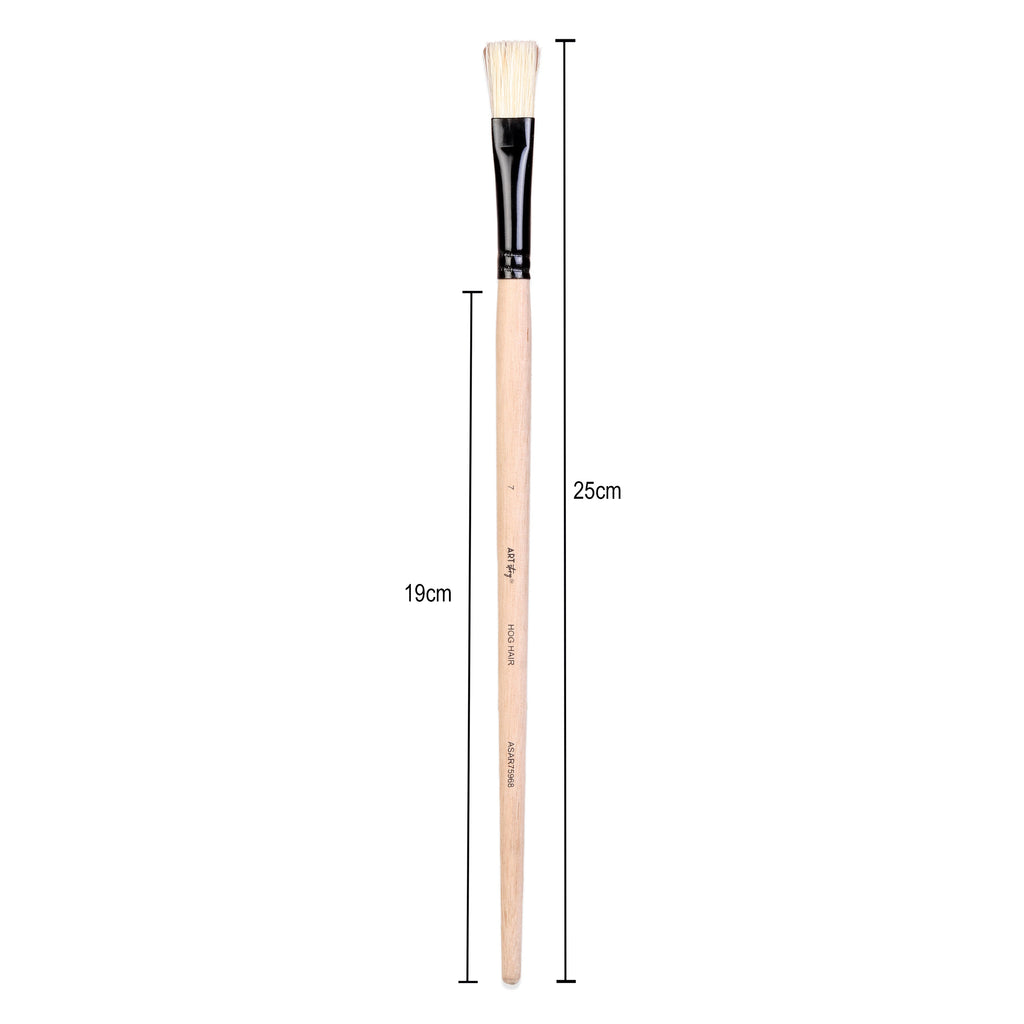 Synthetic Hog Hair Oil Flat Brush Handle Length 200mm Size 7 1 pc