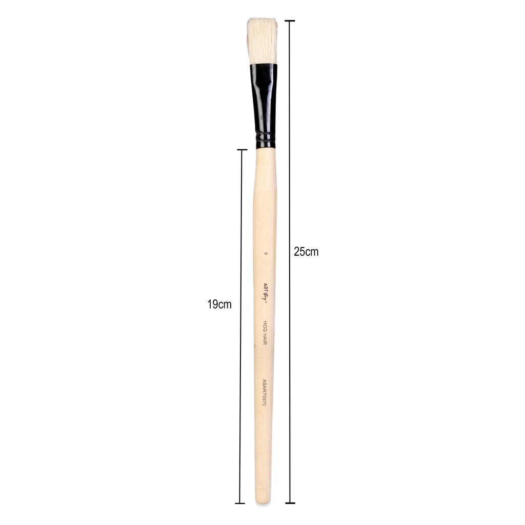 Synthetic Hog Hair Oil Flat Brush Handle Length 200mm Size 9 1 pc