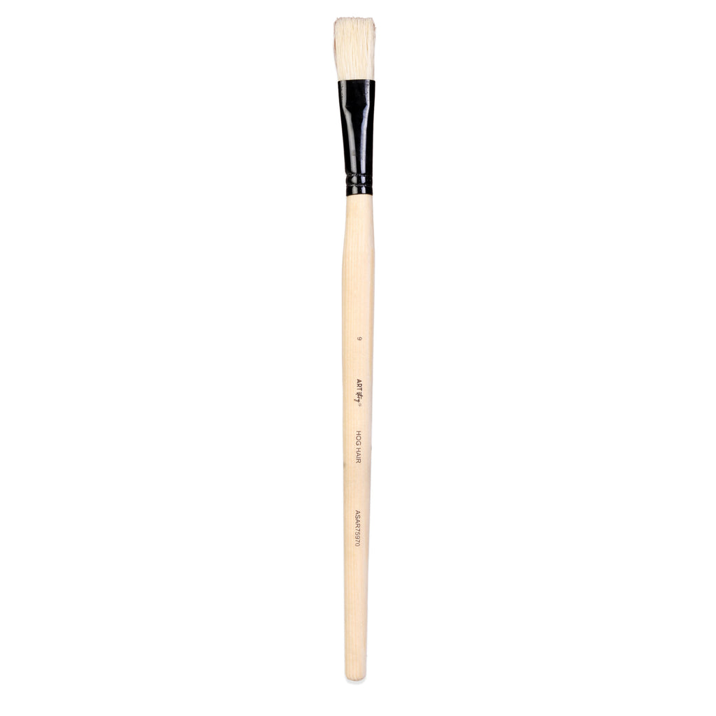 Synthetic Hog Hair Oil Flat Brush Handle Length 200mm Size 9 1 pc