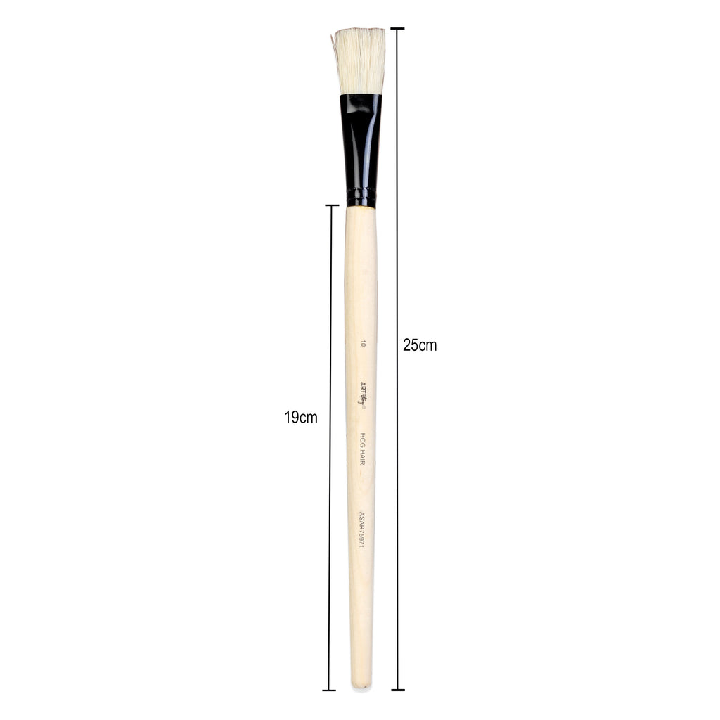 Synthetic Hog Hair Oil Flat Brush Handle Length 200mm Size 10 1 pc