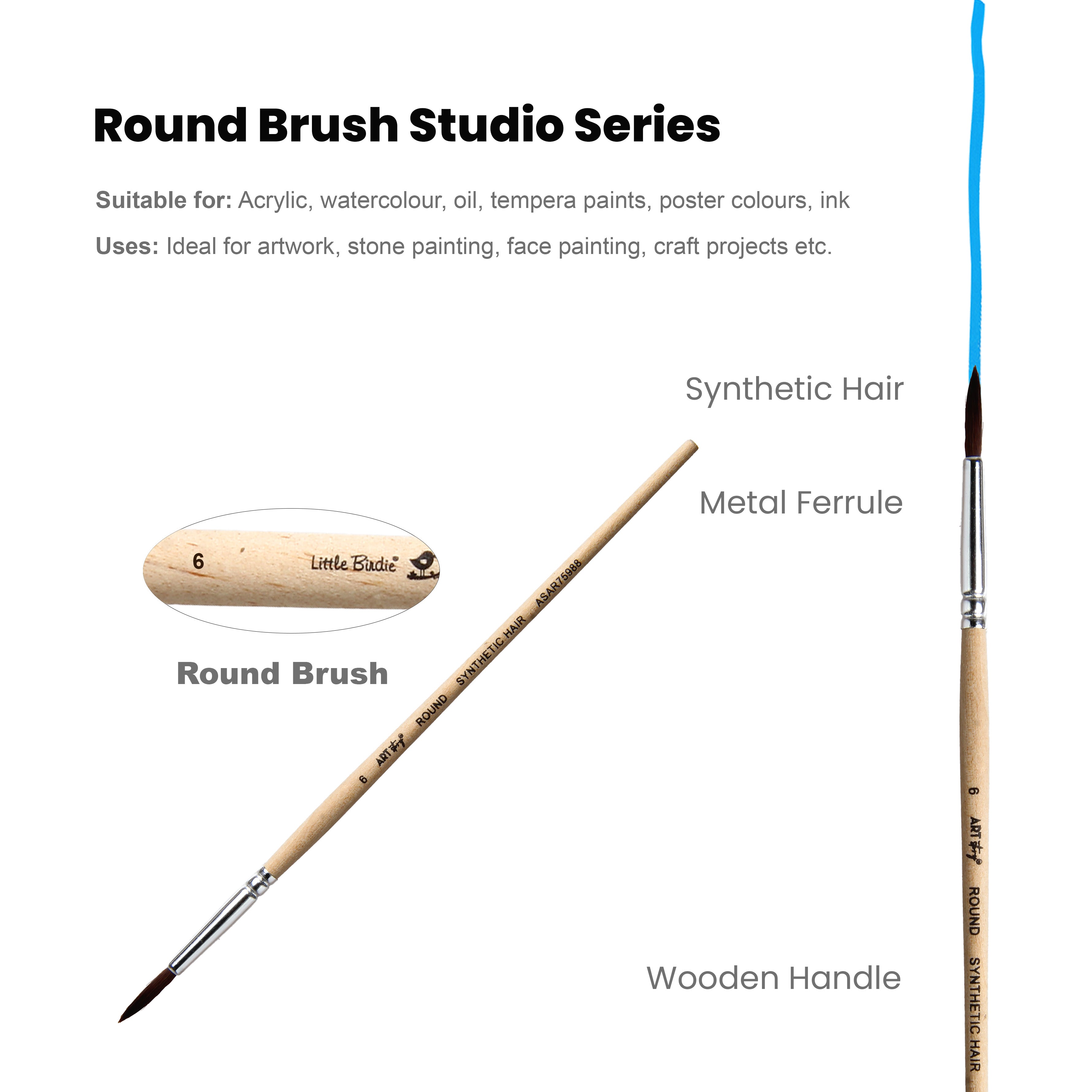 Watercolour Round Brush Synthetic (6) 165mm