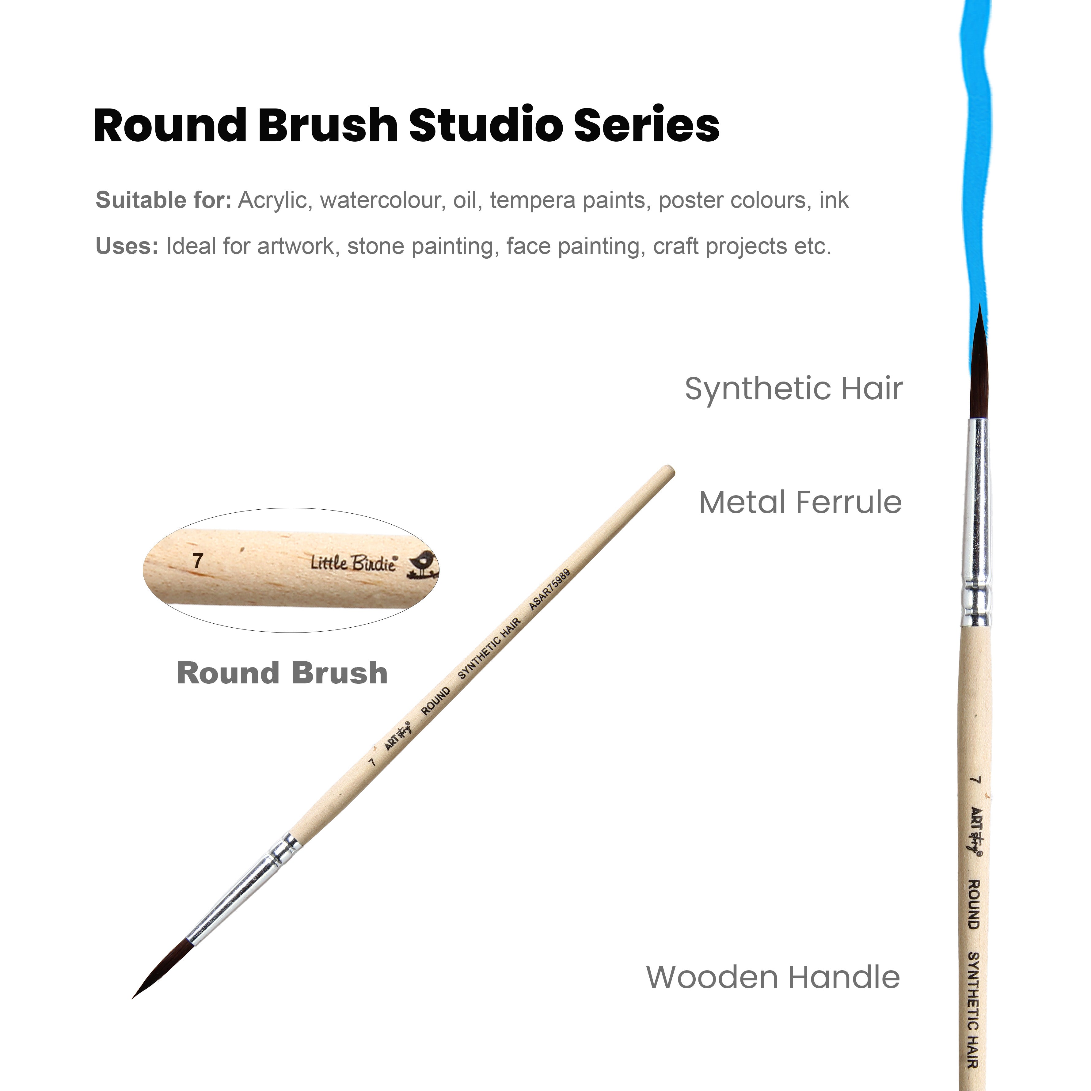 Watercolour Round Brush Synthetic (7) 165mm