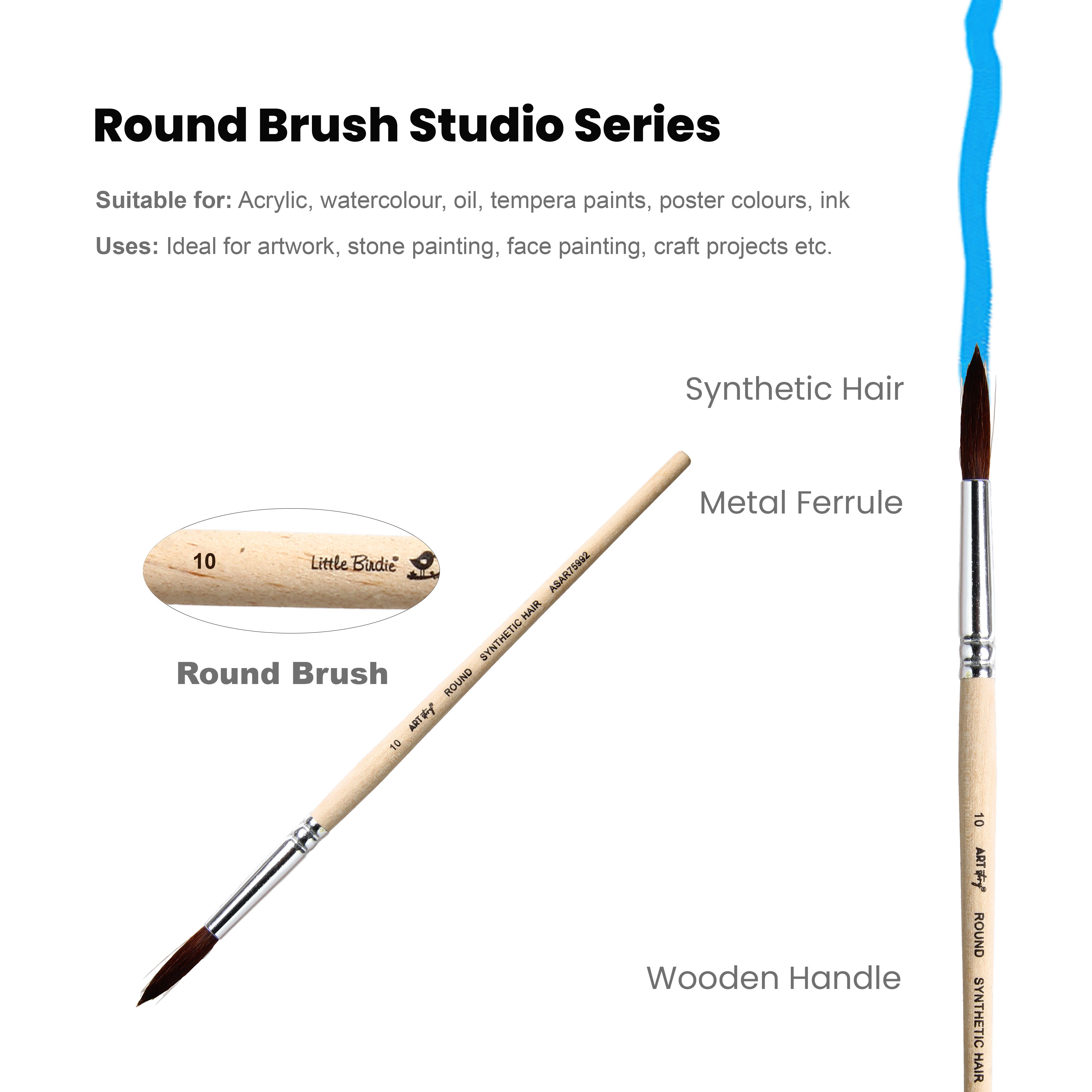 Watercolour Round Brush Synthetic (10) 165mm