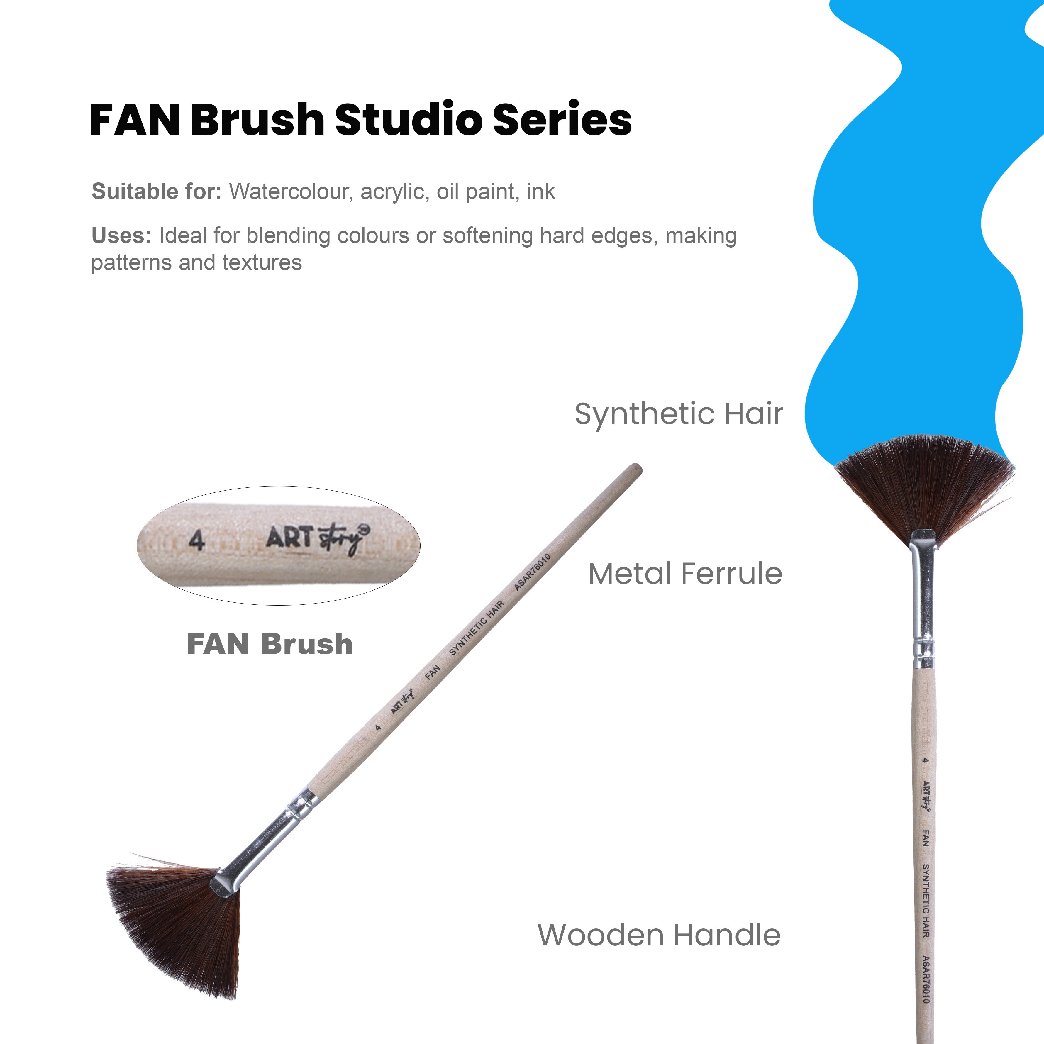Watercolour Fan Brush Synthetic (4) 165mm