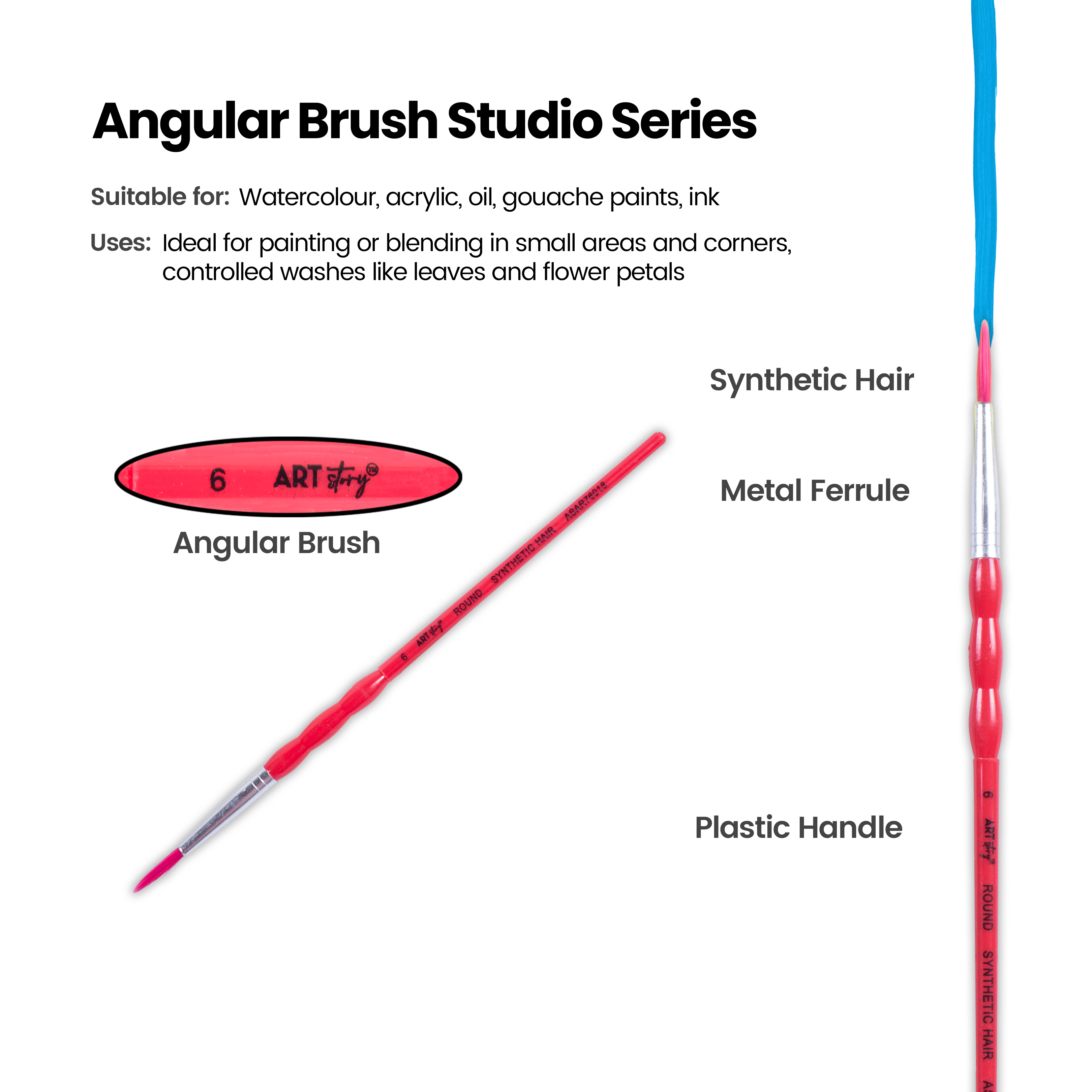 Kids Brush Round Synthetic Hair Size 6 Handle Length 150mm 1pc