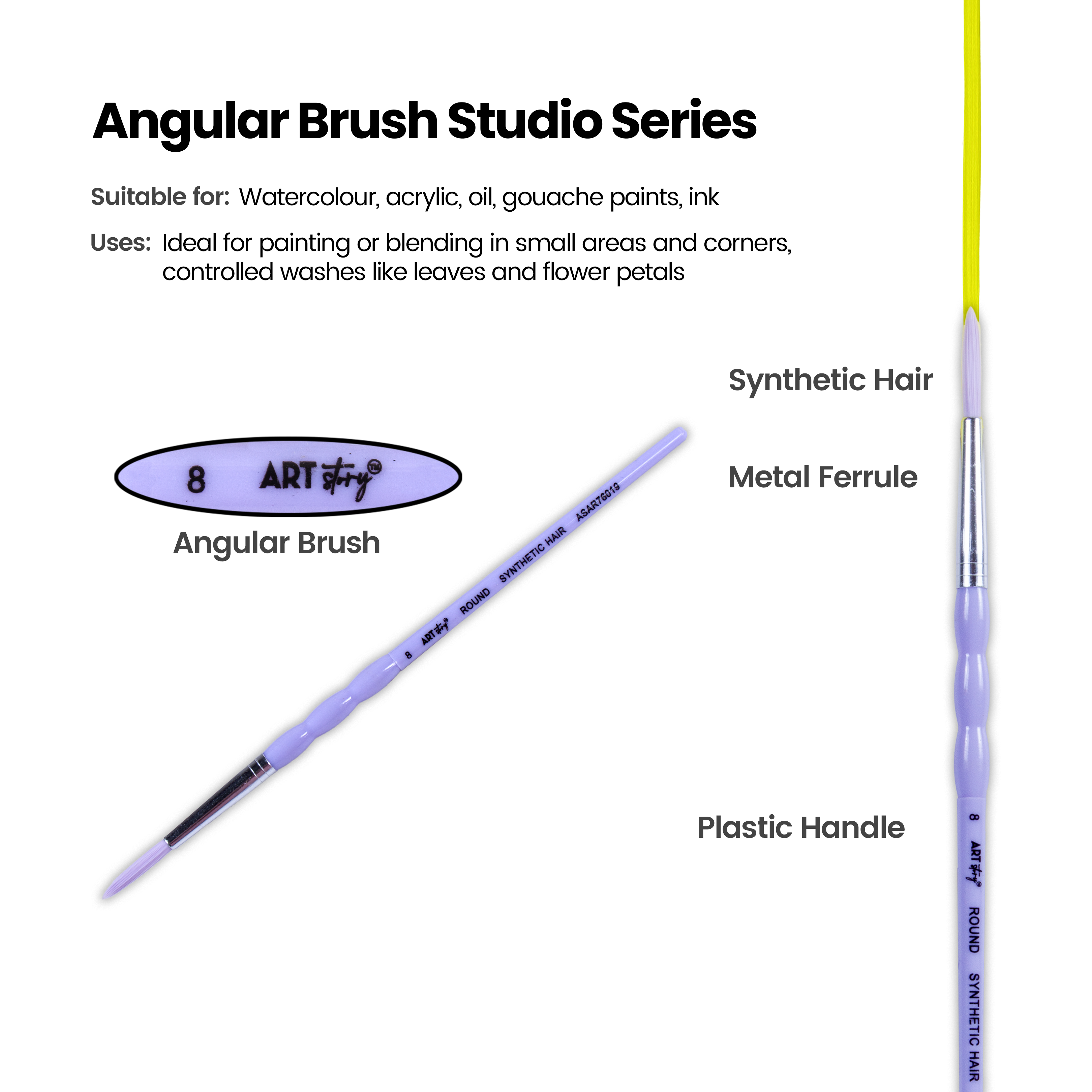 Kids Brush Round Synthetic Hair Size 8 Handle Length 150mm 1pc