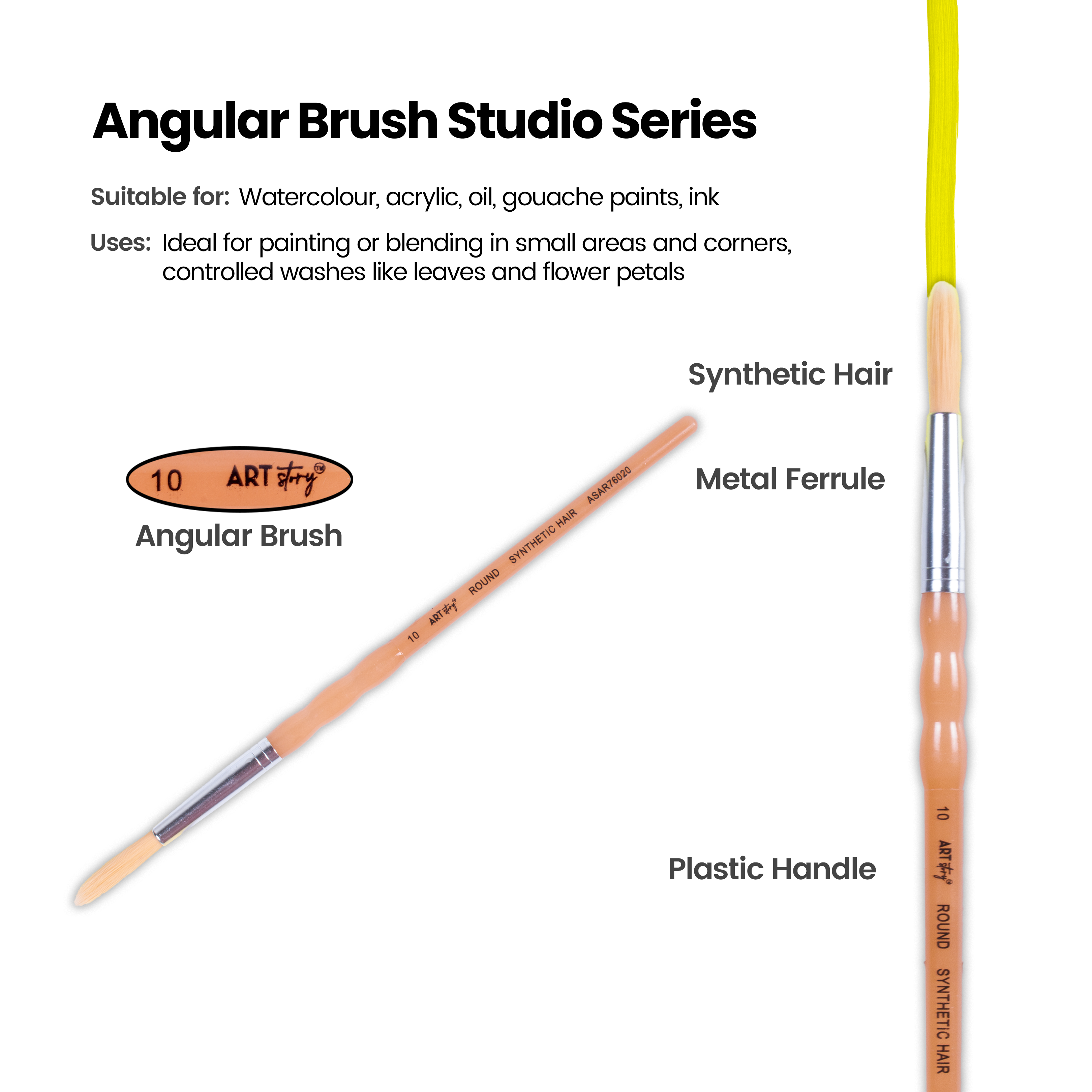 Kids Brush Round Synthetic Hair Size 10 Handle Length 150mm 1pc
