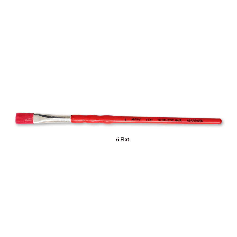 Kids Brush Flat Synthetic Hair Size 6 Handle Length 150mm 1pc