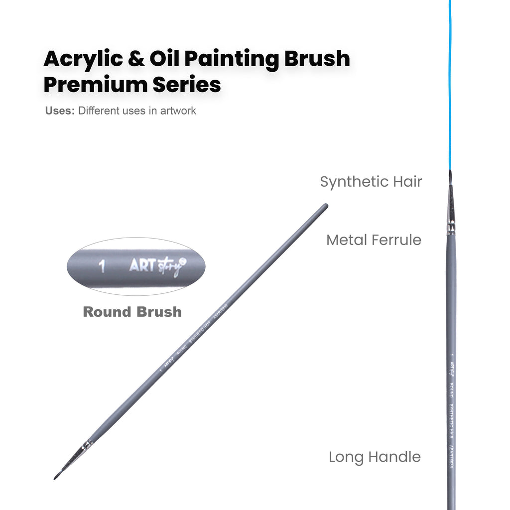 Long Handle Brush Round Synthetic Hair Size 1 Handle Length 250mm